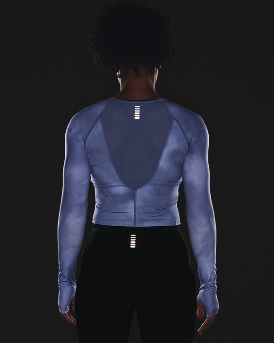 Women's UA Run Anywhere Cropped Long Sleeve, Blue, pdpMainDesktop image number 4